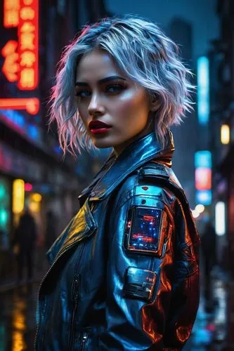 cyberpunk,jacket,denim jacket,jean jacket,wallis day,bolero jacket,birds of prey-night,renegade,leather jacket,80s,futuristic,neon lights,punk,hd wallpaper,grunge,pixie-bob,portrait background,spotify icon,retro woman,echo,Art,Classical Oil Painting,Classical Oil Painting 13