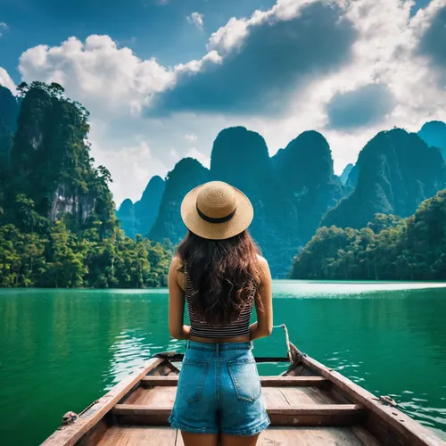 phang nga bay,khao phing kan,vietnam,southeast asia,landscape background,thailand,laos,halong bay,teal blue asia,vietnamese woman,boat landscape,travel insurance,world travel,koh phi phi,girl on the boat,vietnam's,james bond island,travel woman,thai,krabi thailand,Conceptual Art,Sci-Fi,Sci-Fi 18