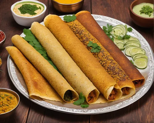 Describe the mouthwatering aroma and irresistible taste of Dosa Delight.,neer dosa,paratha roll,dosa,south indian cuisine,andhra food,maharashtrian cuisine,rajasthani cuisine,lumpia,tamil food,indian 