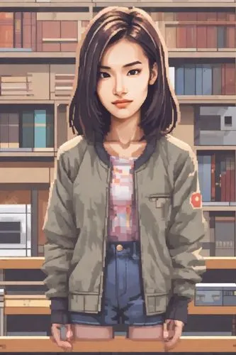  Heavy makeup, messy dyed hair, angular cheekbones, small eyes, thin lips, low nose, upper body,a girl standing next to a bench and wearing shorts,shenmue,sanchai,roseanne,mikiko,jdo,takiko,Digital Ar