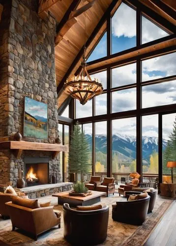 the cabin in the mountains,luxury home interior,house in the mountains,alpine style,beautiful home,house in mountains,chalet,family room,sunroom,log home,fire place,fireplaces,log cabin,crib,luxury home,modern living room,wooden beams,living room,lodge,luxury property,Conceptual Art,Oil color,Oil Color 01