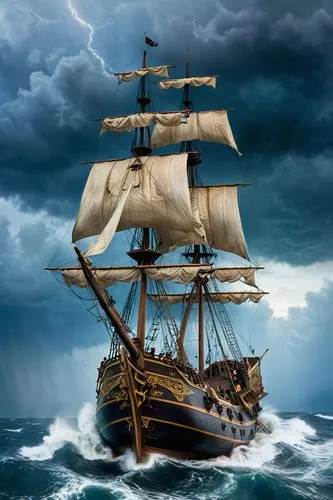 sea sailing ship,sail ship,galleon,caravel,sailing ship,pirate ship,Photography,General,Cinematic