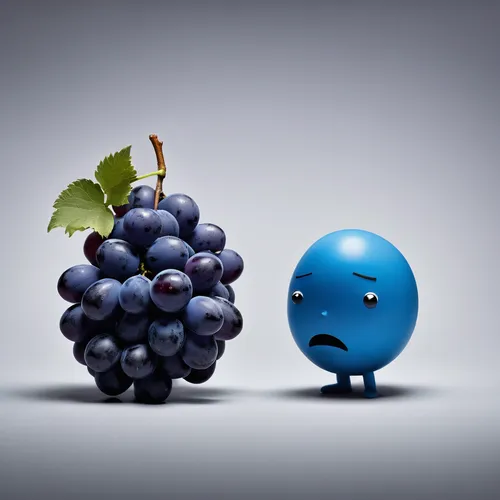 Craft a humorous dialogue between two characters arguing over a blue grape.,blue grapes,grapes icon,wine grape,blue grape,wood and grapes,purple grapes,grapes,to the grape,wine grapes,winemaker,grape,