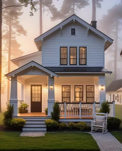 a white house with a porch, grass and tree,new england style house,beautiful home,summer cottage,house insurance,hovnanian,country cottage,Photography,General,Realistic