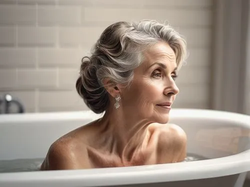 beautyful elegant 40 ye old women in in a bathtub side view,bathtub,elderly lady,menopause,the girl in the bathtub,anti aging,bathtub accessory,elderly person,bath white,bath with milk,older person,tu