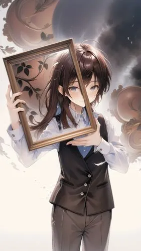 dazai,shakugan,magic mirror,fukawa,ciel,euphonium,kurisu,boogiepop,overpainting,miroir,keima,enomoto,the mirror,toko,mirror frame,looking glass,reflection,holding a frame,illusionist,reflected,Anime,Anime,General