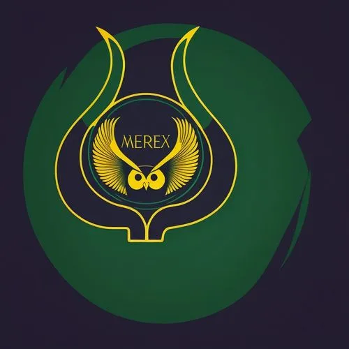 render this logo
make the outside curved lines deep olive green and a simillar yellow color for the circle while enhancing the text and the owl in the middle
,lotus png,caerula,argus,lotus art drawing