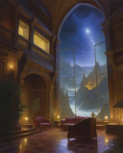 mysterium,fantasy landscape,hall of the fallen,fantasy picture,dreamfall,night scene,backgrounds,citadels,arenanet,background design,christmas landscape,orchestrion,temporum,icewind,redwall,the threshold of the house,treasure hall,dandelion hall,sanctum,ballroom,Illustration,Realistic Fantasy,Realistic Fantasy 03