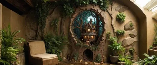 the fairy land has a big mirror,state garden show,gaylord palms hotel,diorama,fairy village,children's interior,opryland,regional garden show,herbology,vivarium,insectarium,entryway,alcove,enchanted f