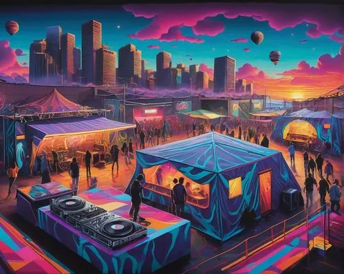 carnival tent,songfestival,circus tent,colorful city,chella,music festival,circus stage,welin,bisco,san diego skyline,neon carnival brasil,popmart,festival,cirque,jazzfest,edm,sandiego,belasco,spiegeltent,digitalism,Illustration,Realistic Fantasy,Realistic Fantasy 11