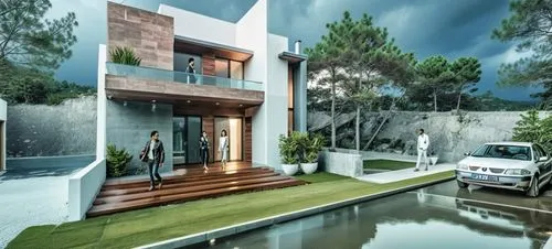 3d rendering,landscape design sydney,residential house,modern house,rumah,house with lake,Photography,General,Realistic