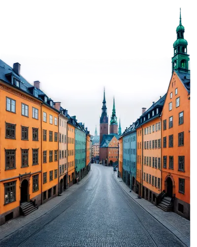 Stockholm cityscape, Sweden, Nordic architecture, colorful buildings, Gamla Stan, old town, narrow cobblestone streets, Västerlånggatan street, Stortorget square, Gothic style, brick façades, ornate d