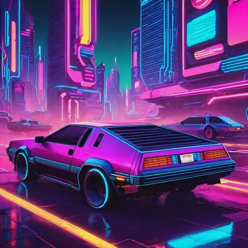 Il y a tellement de voitures
,an old timey car driving through a futuristic city,80's design,camaros,delorean,polara,neon arrows,fiero,Conceptual Art,Sci-Fi,Sci-Fi 27