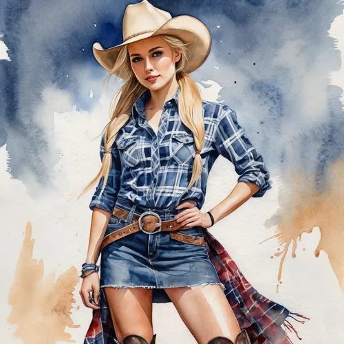 cowboy plaid,countrygirl,cowgirl,country style,cowgirls,country dress,fashion illustration,western,fashion vector,southern belle,country-western dance,heidi country,denim background,country,bluejeans,cowboy,western pleasure,texan,cowboy boots,straw hat,Illustration,Paper based,Paper Based 25