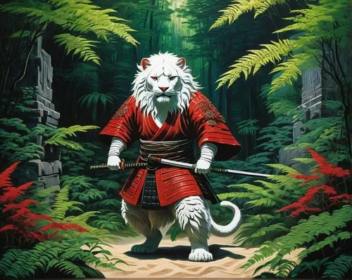 rakshasa,inuyasha,forest king lion,zebari,zabu,shennong,asian tiger,jiwan,white lion,magan,mononoke,king of the jungle,panduru,taoism,gennosuke,kaabu,cat warrior,jingfu,miao,rengo,Art,Artistic Painting,Artistic Painting 04