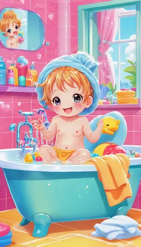 baby bathing,bathing fun,taking a bath,bathing,milk bath,baby shampoo,bath,bath toy,the girl in the bathtub,darjeeling,baby products,washing,water bath,children's background,kawaii people swimming,bath with milk,shower,bath oil,baby care,cute cartoon image,Illustration,Japanese style,Japanese Style 02