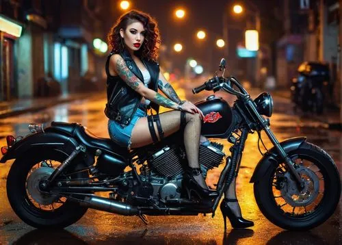 tattoo girl,biker,motorbike,harley davidson,harley-davidson,motorcycle,motorcycles,motor-bike,motorcyclist,harley,motorcycle racer,black motorcycle,heavy motorcycle,bike,motorcycle fairing,motorcycling,two wheels,bad girl,motorcycle drag racing,motorcycle battery,Conceptual Art,Sci-Fi,Sci-Fi 15