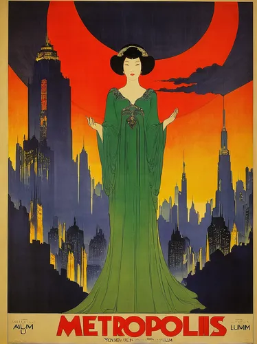 metropolis,travel poster,art deco woman,1926,film poster,1929,1925,italian poster,1921,art deco,advertisement,1920s,art deco ornament,poster,the postcard,metropolises,1906,art nouveau design,enamel sign,1905,Illustration,Japanese style,Japanese Style 21