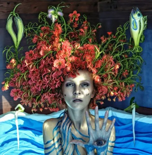 naked woman
,a woman that is standing with her hand on her face,bodypainting,naiad,water nymph,photo session in the aquatic studio,body painting,bodypaint,Photography,General,Realistic