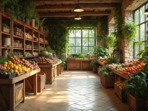 flower shop,kitchen garden,farmstand,homegrocer,winegardner,fruits and vegetables,grocers,greengrocer,grocer,greenhouse,vegetables landscape,fresh vegetables,village shop,horticultural,greengrocers,vinery,fresh produce,florist,organic food,herbology,Photography,General,Realistic