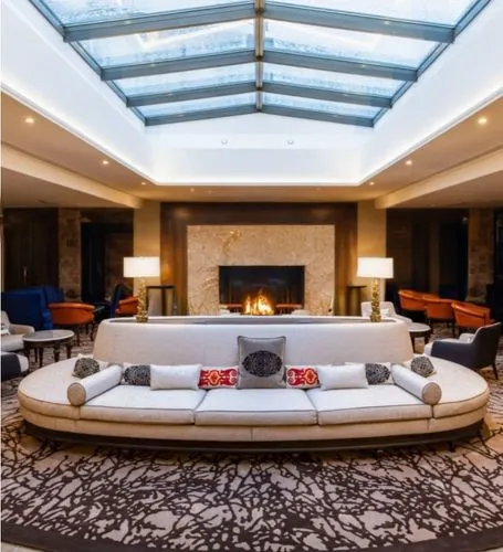 luxury home interior,family room,contemporary decor,modern living room,lobby,interior modern design,penthouses,cochere,loft,modern decor,livingroom,living room,hotel lobby,glass roof,great room,skylights,home interior,fire place,minotti,mid century modern