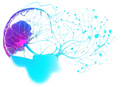 Psychology image, illustration, concept art, mind map, brain structure, neurons, synapses, thought bubbles, dreamcatcher, surreal, abstract, vibrant colors, glowing effects, 3D composition, low-angle 