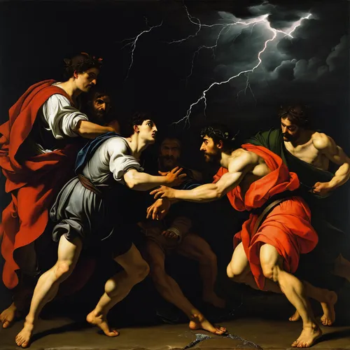 greco-roman wrestling,thymelicus,pankration,the death of socrates,sparta,apollo hylates,lampides,the hand of the boxer,bougereau,julius caesar,biblical narrative characters,dornodo,perseus,gladiators,greek mythology,romans,sambo (martial art),way of the cross,samaritan,pilate,Art,Classical Oil Painting,Classical Oil Painting 05