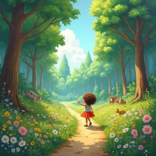 children's background,forest walk,forest path,walking in a spring,cartoon video game background,forest background,Photography,General,Realistic