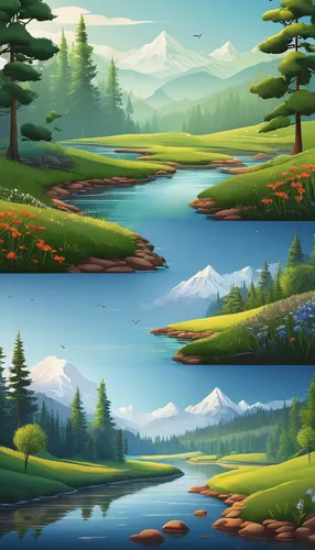 Design a peaceful and serene nature ad using Adobe Stock images.,backgrounds,landscape background,background vector,backgrounds texture,cartoon video game background,painting technique,world digital p