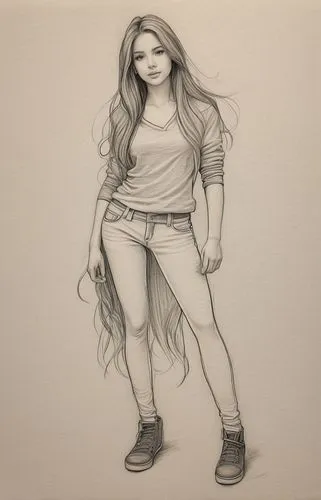 1girl, full body, solo, long hair, line art, sideways,girl drawing,charcoal drawing,girl walking away,pencil drawing,pencil and paper,pencil drawings,graphite,fashion sketch,figure drawing,charcoal pe