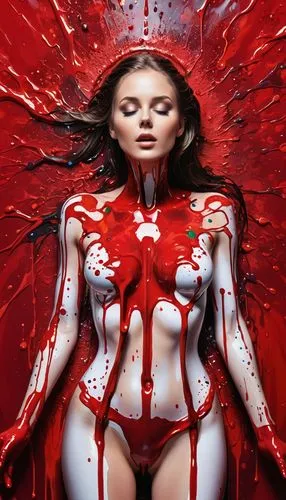 bodypainting,red paint,bodypaint,beckinsale,body painting,root chakra,Conceptual Art,Graffiti Art,Graffiti Art 08