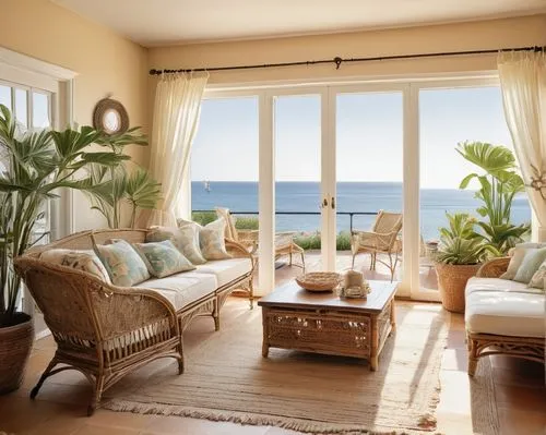 sunroom,oceanfront,window with sea view,beach house,oceanview,ocean view,seaside view,beach furniture,beachfront,living room,beachhouse,livingroom,hovnanian,florida home,sandpiper bay,sitting room,tropical house,family room,cabana,home interior,Illustration,Paper based,Paper Based 23