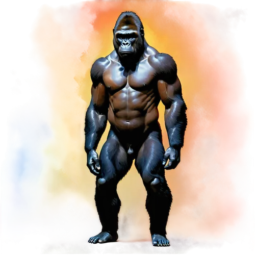 gorilla,silverback,jarawa,apeman,shabani,ape,gorilla soldier,grodd,gigantopithecus,oenomaus,hominoid,silverbacks,australopithecus,gimlin,prosimian,primate,derivable,ebz,simian,narasimha,Conceptual Art,Oil color,Oil Color 25