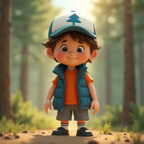 dipper,cute cartoon character,emara,character animation,farmer in the woods,spelunker