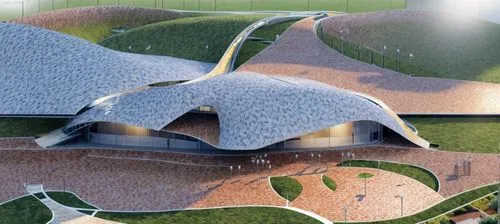 etfe,roof domes,roof landscape,futuristic architecture,ecovillages,solar cell base,odomes,bjarke,futuristic landscape,biospheres,roof structures,domes,futuroscope,earthship,honeycomb structure,europan,grass roof,futuristic art museum,mushroom landscape,house roofs