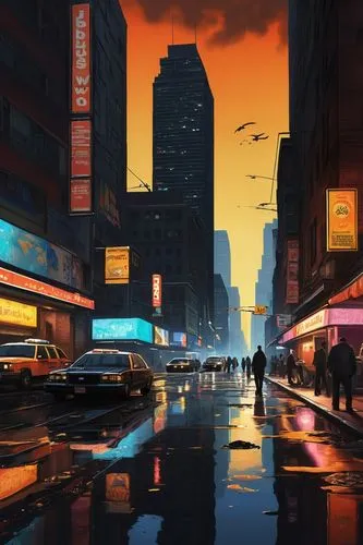 world digital painting,cityscape,cyberpunk,cybertown,cybercity,futuristic landscape,cyberscene,evening city,urban,cityzen,colorful city,sci fiction illustration,digital painting,urbanworld,metropolis,dystopian,dusk,city scape,business district,city at night,Art,Classical Oil Painting,Classical Oil Painting 35