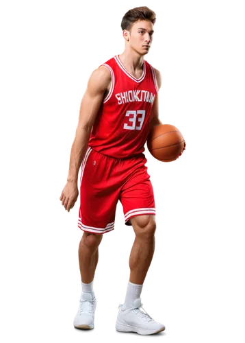 Sportsman, athletic body, muscular arms, strong legs, dynamic pose, sweat on forehead, determined facial expression, sportswear, basketball jersey, sneakers, basketball in hand, dribbling action, low-