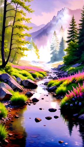 watercolor background,landscape background,nature background,alpine landscape,purple landscape,river landscape,nature landscape,salt meadow landscape,mountain landscape,mountain stream,fantasy landscape,mountain scene,brook landscape,cartoon video game background,springtime background,world digital painting,landscape nature,forest landscape,beautiful landscape,meadow landscape,Conceptual Art,Oil color,Oil Color 10