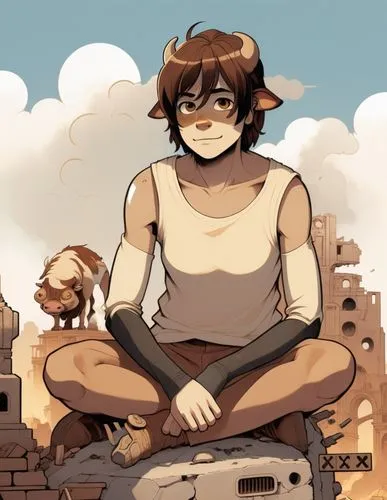 otacon,hanji,rubble,sittin,sits,hosoda,Illustration,Children,Children 02