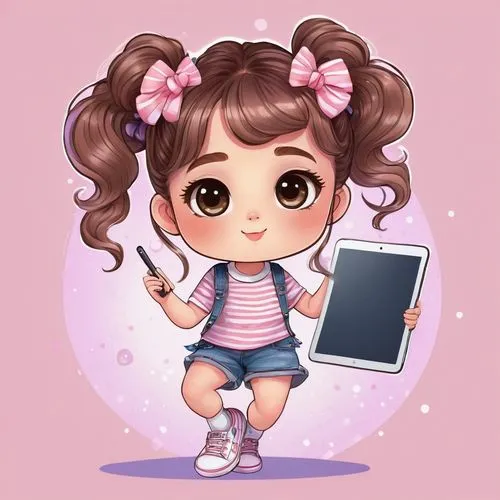 chibi girl,holding ipad,ipad,cute cartoon character,chibi,girl drawing,pink scrapbook,kawaii girl,kids illustration,girl studying,flat blogger icon,miku maekawa,chibi kids,kawaii,phone icon,chibi children,tiktok icon,fluffy diary,blogger icon,cute cartoon image,Illustration,Paper based,Paper Based 06