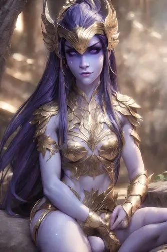 violet head elf,dark elf,medusa,shiva,widowmaker,fae,lavendar,anahata,medusa gorgon,precious lilac,dryad,mara,the enchantress,goddess of justice,blue enchantress,sphinx pinastri,avatar,rusalka,ora,purple skin,Photography,Cinematic