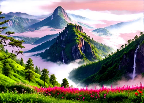 mountain scene,mountain landscape,mountainous landscape,landscape background,alpine landscape,fantasy landscape,mountain world,nature background,mountains,mountain valleys,nature landscape,mountain meadow,mountain range,mountain slope,high landscape,mountain valley,world digital painting,salt meadow landscape,mountain pasture,mushroom landscape,Art,Artistic Painting,Artistic Painting 44