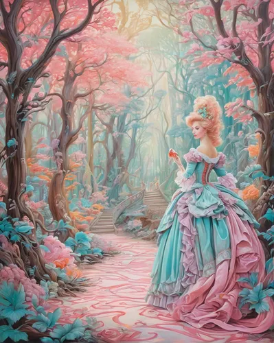 alice in wonderland,cinderella,fairy forest,wonderland,fairy tale character,fairy world,ballerina in the woods,enchanted forest,fairy tale,fae,a fairy tale,rosa 'the fairy,fantasy picture,fairytale,forest of dreams,fantasia,children's fairy tale,faerie,chalk drawing,faery,Conceptual Art,Fantasy,Fantasy 24