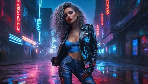 cyberpunk,cyberpunks,domino,femme fatale,cyberangels,synth,electropop,cyberia,futurepop,noir,neon body painting,blue rain,birds of prey-night,neon lights,futuristic,contessa,neon light,retro woman,electric blue,cyberdog,Art,Artistic Painting,Artistic Painting 04