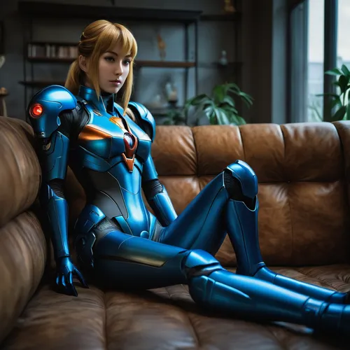 asuka langley soryu,valerian,cosplay image,symetra,nova,cosplay,navy suit,lacerta,sitting,on the couch,sitting on a chair,cosplayer,jena,x-men,velvet elke,sofa,couch,kotobukiya,evangelion,heavy object,Illustration,American Style,American Style 02