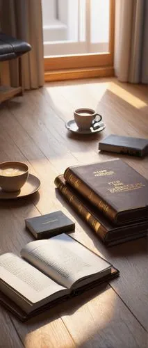 Technical book, database architecture design, open book, leather-bound cover, golden lettering, coffee table, wooden floor, modern interior, warm lighting, afternoon sunbeam, soft shadows, shallow dep