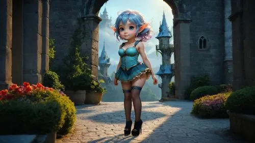 pieri,zerguini,fantasia,dusk background,evie,rapunzel