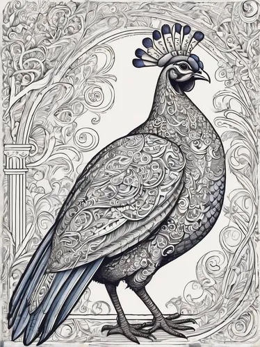 Imagine a guinea fowl in a medieval setting, bravely donning a helmet.,victoria crown pigeon,crown pigeon,an ornamental bird,plumed-pigeon,ornamental bird,portrait of a hen,pigeon scabiosis,field pige