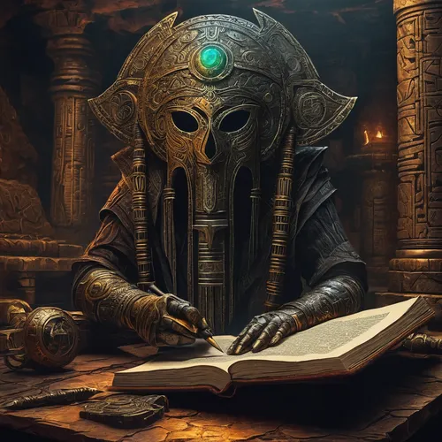 scholar,horus,magic grimoire,magistrate,sci fiction illustration,doctor doom,tutor,watchmaker,the collector,paysandisia archon,spell,librarian,antiquariat,tutoring,karnak,codex,argus,metalsmith,binding contract,ancient,Conceptual Art,Sci-Fi,Sci-Fi 05