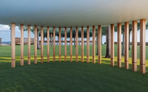 wooden poles,pergola,heatherwick,woodhenge,adjaye,klaus rinke's time field,corten steel,wooden pole,triforium,mirror house,columns,quadriennale,wood structure,archidaily,pillars,inhabitation,wooden co